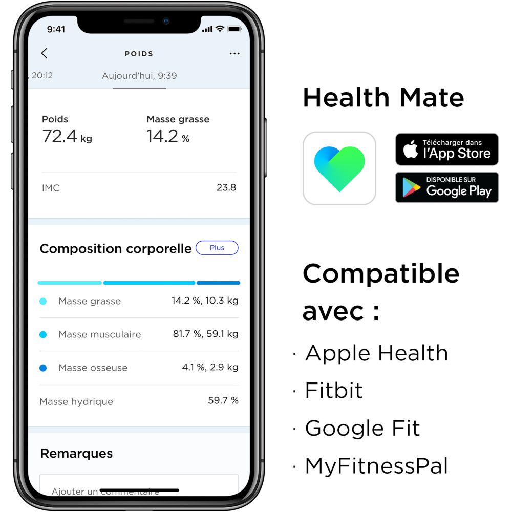 Pèse personne connecté Withings Body Plus Noir - Cosnewshop