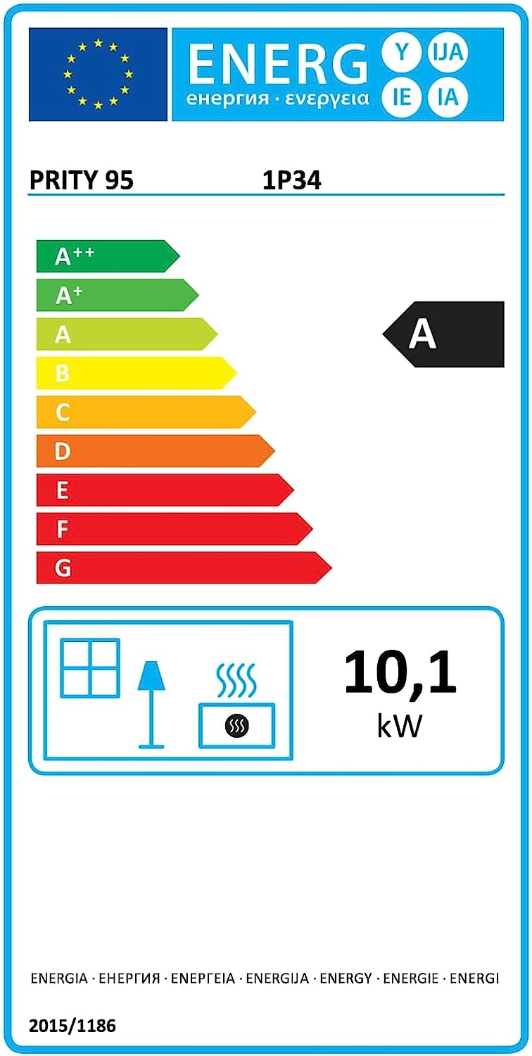 Poêle à bois. Puissance de chauffage de 10 kW. Poêle à combustible solide avec four Modèle Prity 1P34 - Cosnewshop