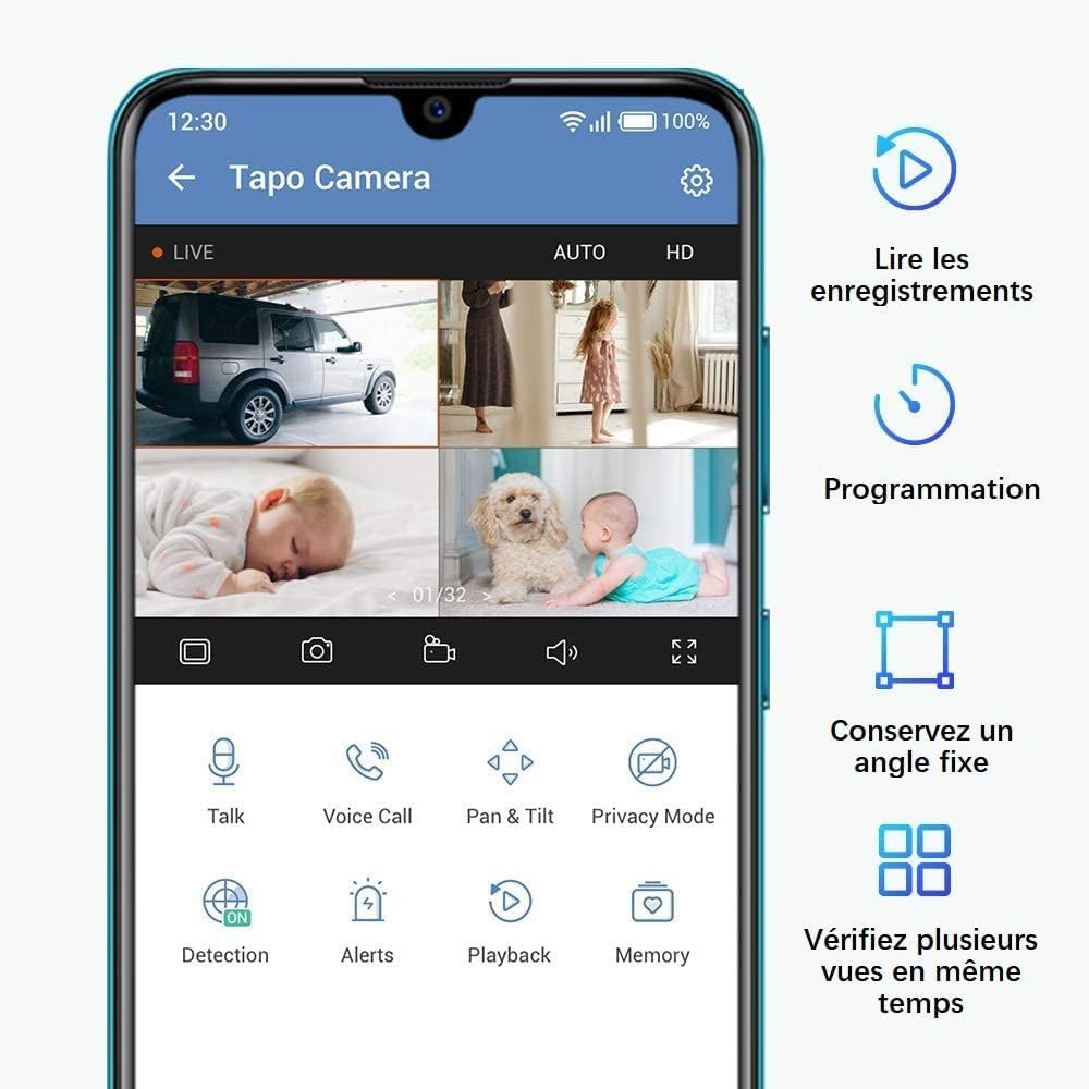 Caméra Surveillance Intérieure WiFi Tapo-Compatible avec Alexa et Google Assistant - Cosnewshop
