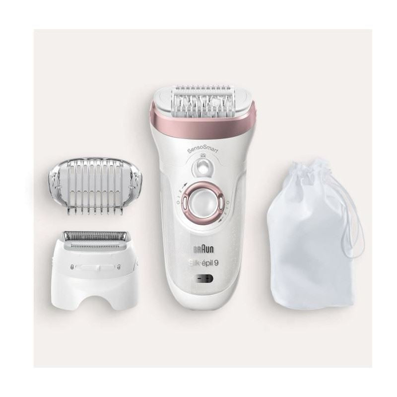 Epilateur électrique Braun Silk-épil 9-720 Blanc et Rose - Cosnewshop