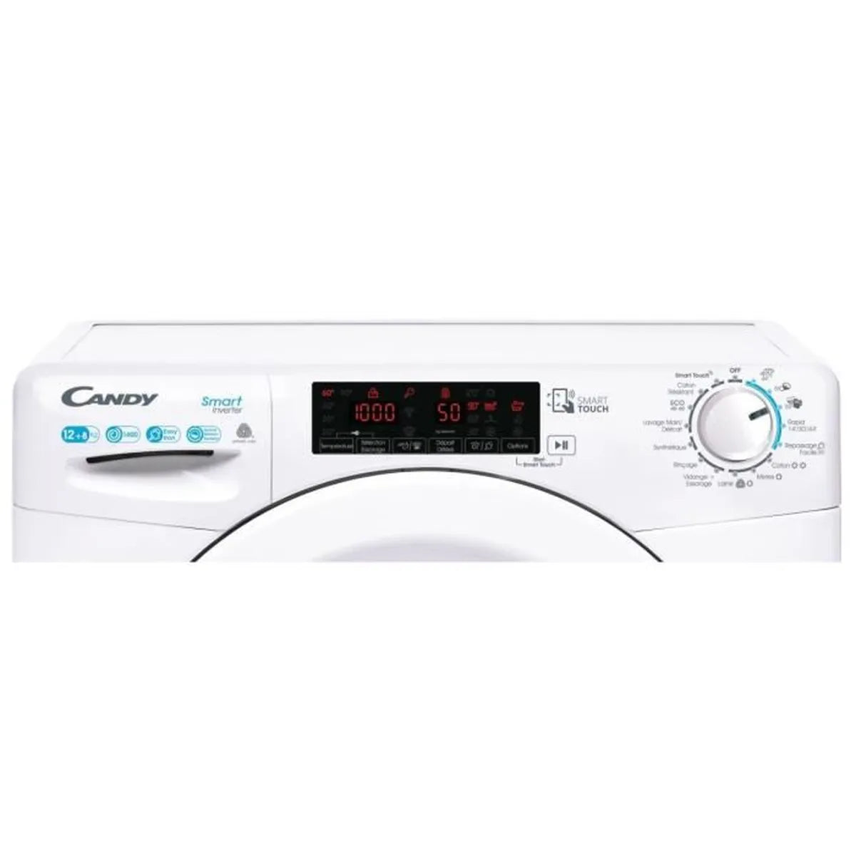 Lave-linge séchant CANDY CSWS4128TWME - 12 / 8 kg - Induction - 1400 trs/min - Vapeur - Connecté - Classe A - Blanc - Cosnewshop